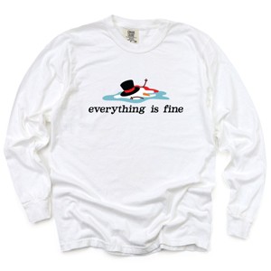 Everything Is Fine Melted Snowman - Garment Dyed Long Sleeve - 1 of 3