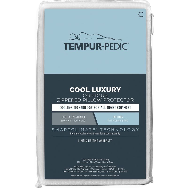 One Size Cool Luxury Contour Pillow Protector with Zipper Closure - Tempur-Pedic, 3 of 6