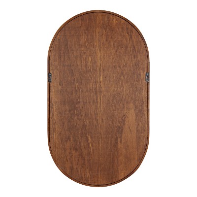 Walnut Brown Oval Floating Wood Wall Shelf