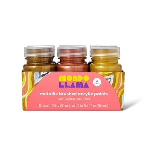 6ct Metallic Brushed Acrylic Paints - Mondo Llama™: Multi-Surface, Non-Toxic, Water-Based Craft Paint - 1 of 4