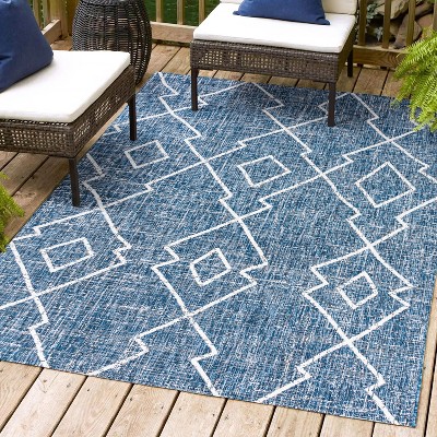 Boho Chic Blue/Ivory Diamond Trellis 8' x 10' Synthetic Rug