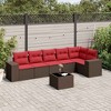 vidaXL 7 Piece Garden Sofa Set with Cushions - Brown With Table - 2 of 4