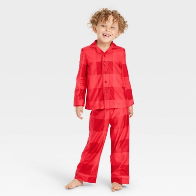 Toddler Buffalo Check Plaid Matching Family Pajama Set - Red