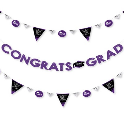 Big Dot of Happiness Purple Grad - Best is Yet to Come - 2022 Grad Party Letter Banner Decor - 36 Banner Cutouts and Congrats Grad Banner Letters