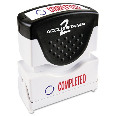 Accustamp2 Pre-Inked Shutter Stamp with Microban Red/Blue COMPLETED 1 5/8 x 1/2 035538
