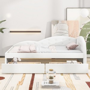 Twin Size Modern Daybed, Upholstered Tufted Bed Frame With 2 Drawers Cloud Wooden Slat Support For Bedroom Living Room Guest Room - 1 of 4