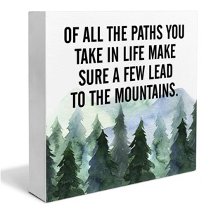 Inspirational Quote Desk Wooden Sign Decor of All the Paths You Take in Life Square Desk Decoration - 1 of 4