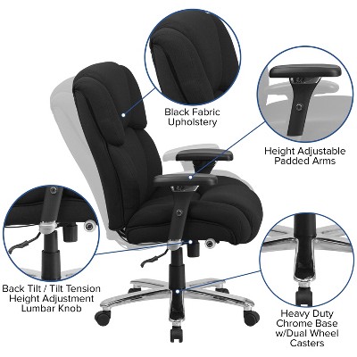 Black High Back Executive Office Chair with Adjustable Arms and Silver Base
