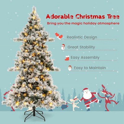 7-Foot Snow Flocked Christmas Tree with Warm LED Lights