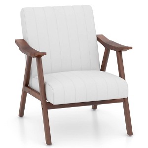 Tangkula Modern Accent Chair Leathaire Leisure Armchair w/ Rubber Wood Frame & Felt Pads - 1 of 4