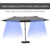 Patio Umbrella 15' Steel Rectangular Outdoor Double Sided Market with base, UV Sun Protection & Easy Crank for Deck Pool Patio Dark Gray - 4 of 4