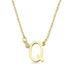 Stylish 14k gold plated initial necklace adorned with sparkling cubic zirconia for a personalized and elegant touch. - 1 of 2