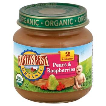 Earth's Best Organic Pureed Baby Food Pears & Raspberries - 4oz