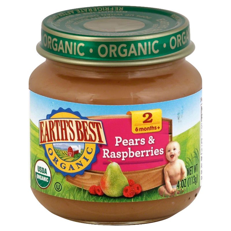 Earth's Best Organic Pureed Baby Food Pears & Raspberries - 4oz, 1 of 5