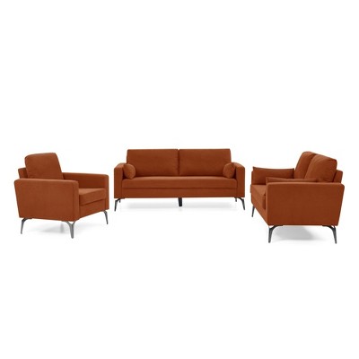 Sersper 3-piece Upholstered Sectional Sofa Set, 1 Three Seater Sofa, 1 ...