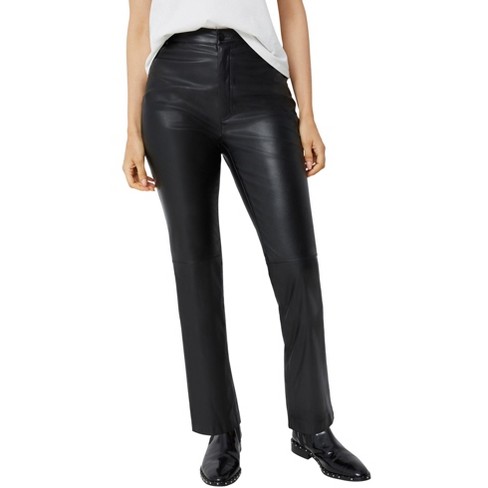 Black Faux Leather Split Hem Trousers