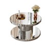 Grungis Sliver Round Coffee Table with Starburst Mirror Mosaic Design,Modern Center Table for Livng Room - 4 of 4