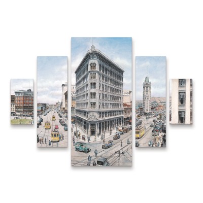 Trademark Fine Art Stanton Manolakas Oakland 5 Piece Panel Set Art