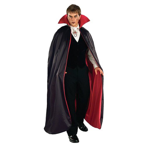 Halloween Adult Lined Vampire Cape Costume Red/Black, Adult Unisex, Black/Red
