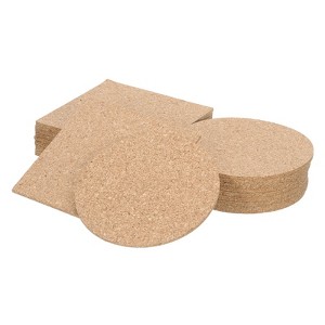 Unique Bargains Durable Sturdy Absorbent Flexible Wooden Cork Coaster Brown - 1 of 4