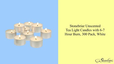 Palm Wax Unscented White Tealight Candles, 300 Pack