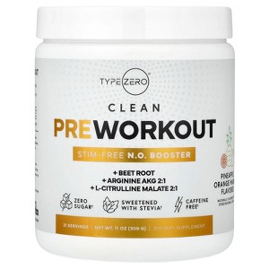 TypeZero Clean Pre Workout, Stim-Free N.O. Booster, Pineapple Orange Mango, 11 oz (309 g) - 1 of 4
