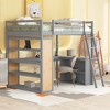 Twin/Full Size Wooden Loft Bed with Ladder, Shelves, a Drawer and Desk, 4L -ModernLuxe - image 3 of 4