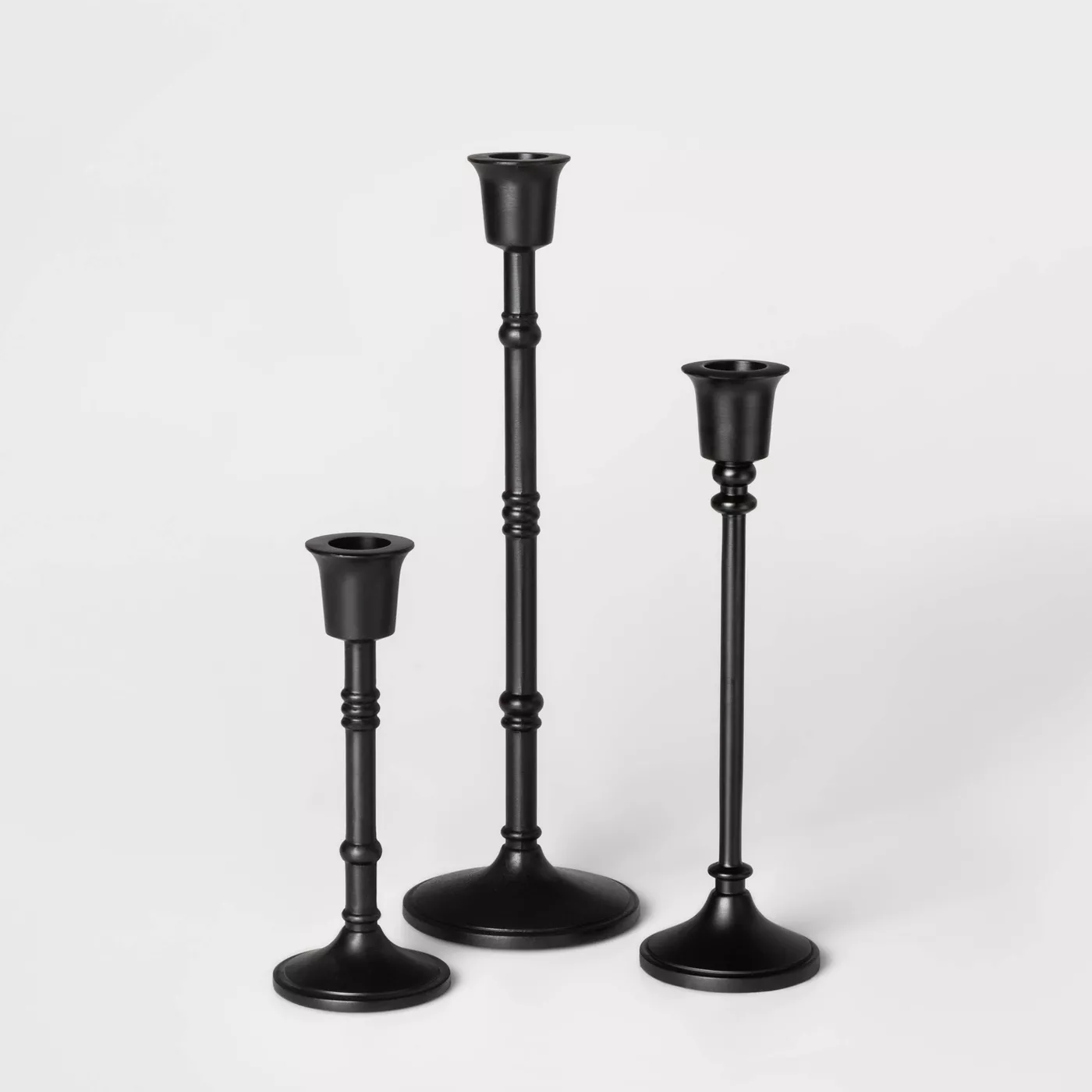 3pc Taper Candle Holder Set Black - Thresholdâ„¢ - image 1 of 6