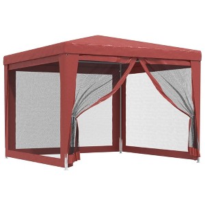 vidaXL Party Tent with 4 Mesh Sidewalls Red 9.8'x9.8' HDPE - 1 of 4