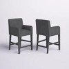 Lyngins Contemporary 26" H Counter Height Bar Stool with Rounded Armrests, Upholstered Counter Stools with Solid Rubberwood H-Frame Base - 2 of 4