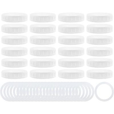 Cornucopia Brands Wide Mouth Plastic Mason Jar Lids w/ Silicone Seal Rings, 24pk Deluxe Set