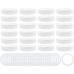 Cornucopia Brands Wide Mouth Plastic Mason Jar Lids w/ Silicone Seal Rings, 24pk Deluxe Set - 1 of 4