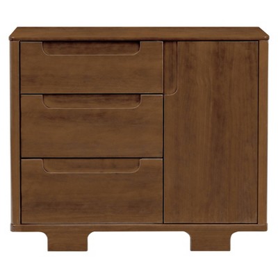Natural Walnut 3-Drawer Changer Dresser with Cabinet