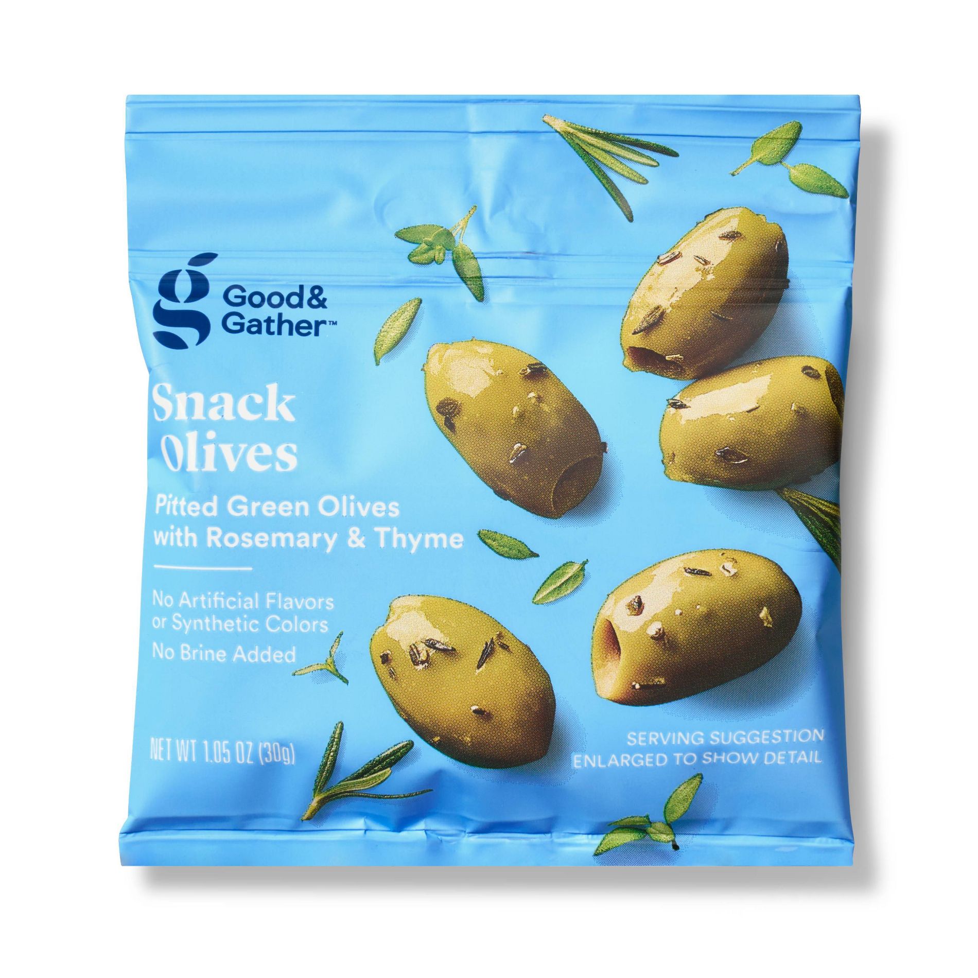 Snack Pitted Green Olives with Rosemary and Thyme - 1.05 oz - Good & Gather™
