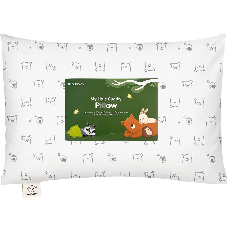 KeaBabies Cuddly Toddler Pillow with Pillowcase, 13X18 Kids Pillow for Sleeping, Small Travel Pillows, Nursery Pillow (Bumble Bear)