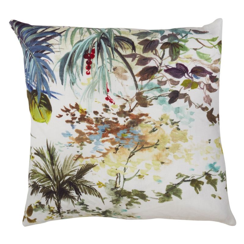 Saro Lifestyle Tropical Linen Pillow - Down Filled, 20" Square, Multi, 1 of 3