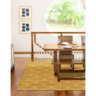 Sunlit Yellow Trellis Frieze 9' x 12' Synthetic Area Rug