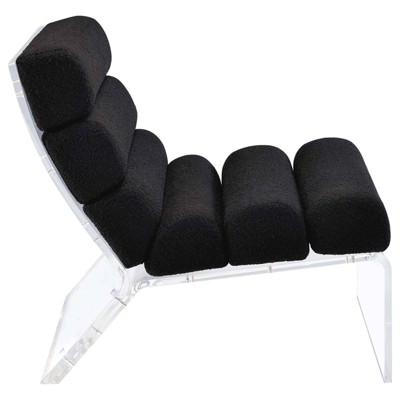 Black Bouclé Upholstered Accent Chair with Clear Acrylic Frame