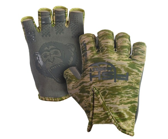 Fish Monkey Gloves Stubby Guide Gloves Small Green Water Camo