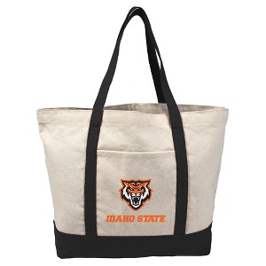 Idaho State University ISU Bengals Primary Logo Canvas Tote Bag With External Pocket, Reusable Shoulder Bag for Shopping, School, Beach, Black - 1 of 4
