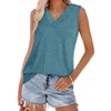 Women Summer Sleeveless Tees Shirts V Neck Tank Tops Casual Loose Fit Blouses Basic Top - 3 of 4