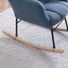 Vynxaria Ivory Teddy Upholstered Glider Rocker - Comfy High Back Accent Chair - 4 of 4