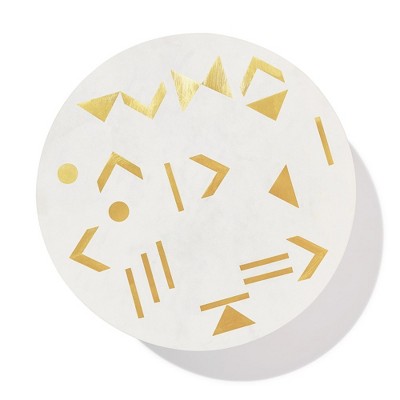 White Marble Round Cheese Board with Brass Inlay, 12"