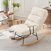 NicBex Teddy Fabric Glider Rocking Chair,Upholstered Nursery Rocking Chair with High Backrest and Retractable Footrest,Nursing Chair for Bedroom,Beige - 2 of 4