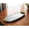 HomeRoots 20" Silver And Gold Oval Stainless Steel Handmade Serving Tray With Handles - 2 of 4