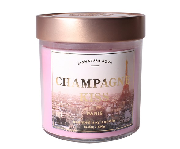 Small Glass Jar Candle Champagne Kiss 15.2oz - Signature Soy