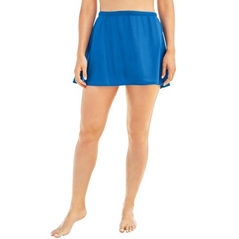 Swim 365 Women's Plus Size A-Line Swim Skirt With Built-In Brief - 28, Blue