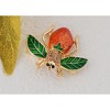 Anna-Kaci Elegant Crystal Rhinestone Fruit and Bee Brooch - Fashionable Gold Plated Fruit Insect Lapel Pins for Dresses and Accessories - 3 of 4