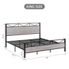 King Bed Frame, Metal Platform Bed Frame with Rustic Wood Headboard and Footboard - 2 of 4