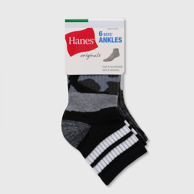 Hanes Boys&#39; Originals 6pk Ankle Socks, 3 of 4